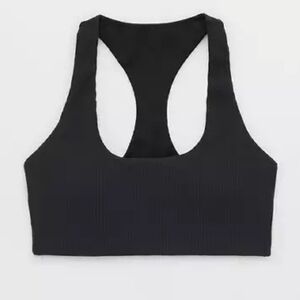 OFFLINE by Aerie Ribbed Racerback Sports Bra, Black